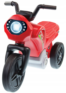 Mochtoys balansujú na bicykli v červenej a čiernej farbe